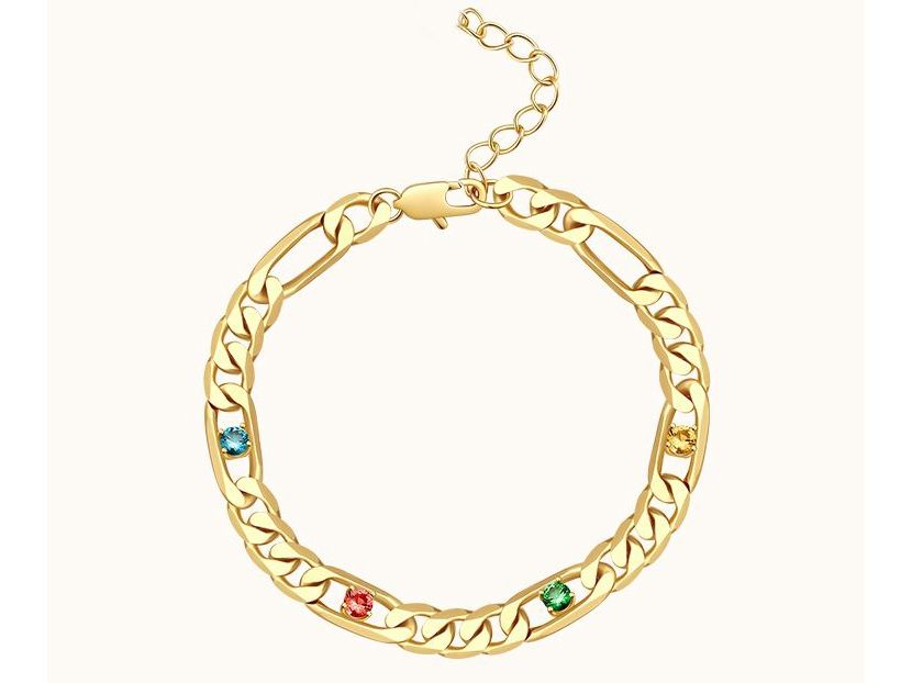 ChicSilver 925 Sterling Silver Simple Durable Figaro Link & Cubic Zirconia Chain Bracelet para sa Babaye nga Teen Girls