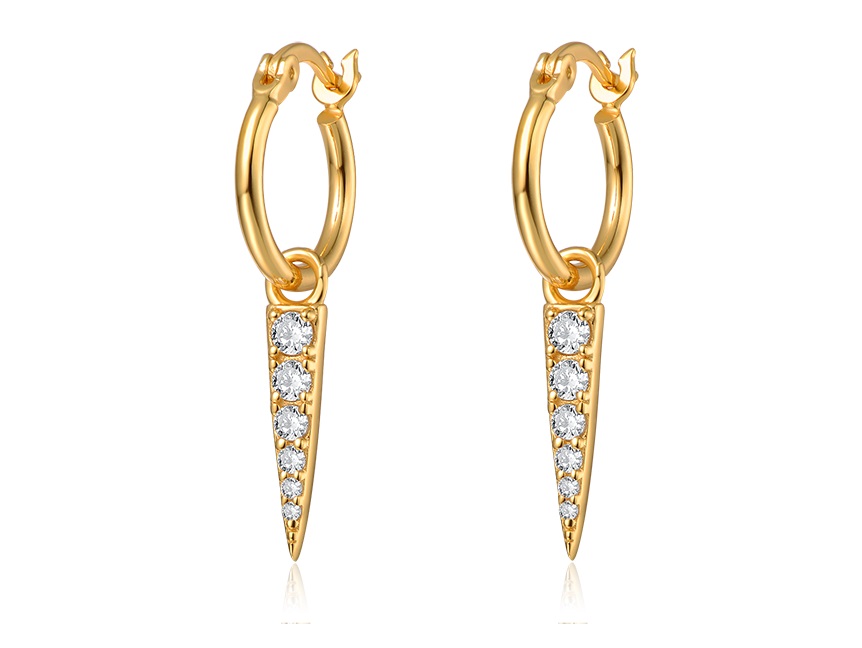 Eshine 18K Gold plated Cubic Zirconia Pave Mini Spike Charm Hoop Ouerréng