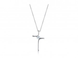 Sterling zilveren Moissanite kruis hanger ketting voor meisjes