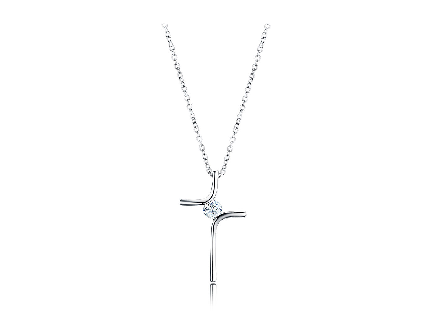Sterling Silver Moissanite Cross Pendant Necklace ສໍາລັບເດັກຍິງ