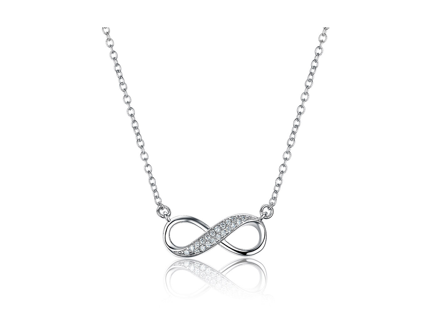 Infinity Pendant Necklace in Sterling Silver, 16″ + 2″ ຂະຫຍາຍ