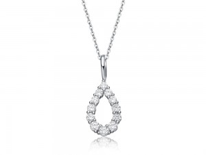 Pear Shape Lab Created CZ Diamond Pendant náhrdelník zo striebra pre ženy, dievčatá