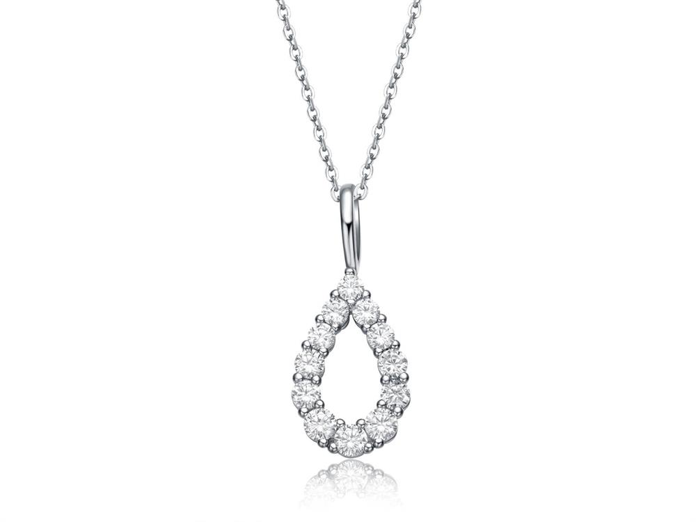 Pear Shape Lab បានបង្កើតខ្សែក CZ Diamond Pendant Necklace ជាប្រាក់ Sterling សម្រាប់ក្មេងស្រី