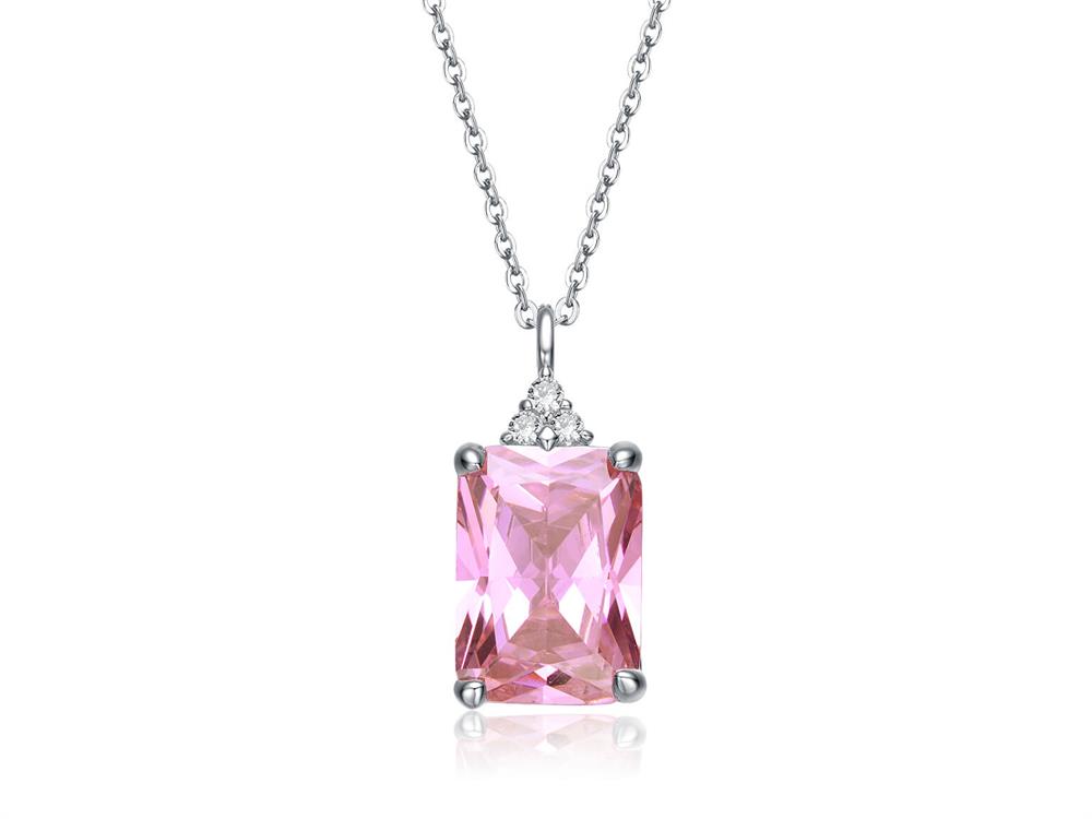 Women's Pink Sterling Silver, Cubic Zirconia Stone Pendant Necklace