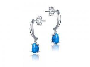Turquoise Drop Wave Hoop Earrings yn Sterling Sulver foar famkes