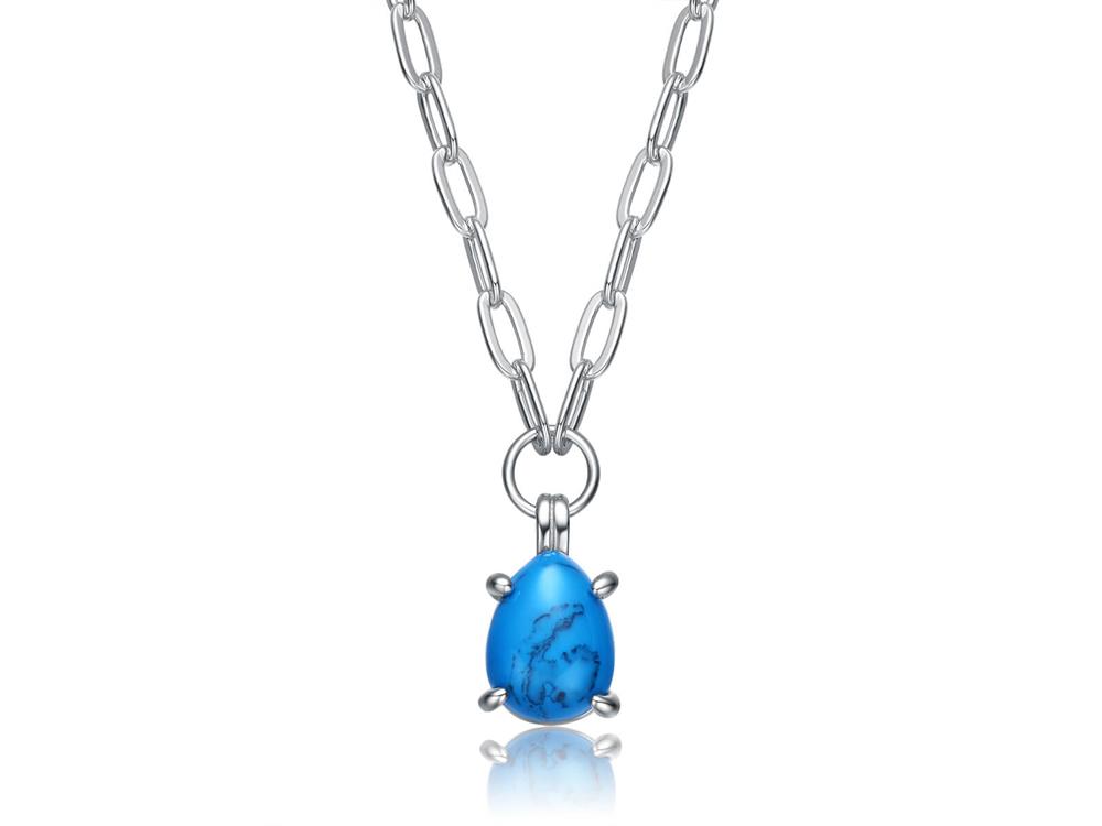 Te Hiriwa Turquoise Chunky Chain Drop Pendant Necklace