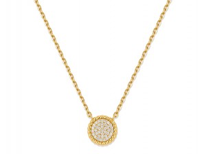 Collana pendente in argentu Sterling Cubic Zirconia Pave Disc 9mm