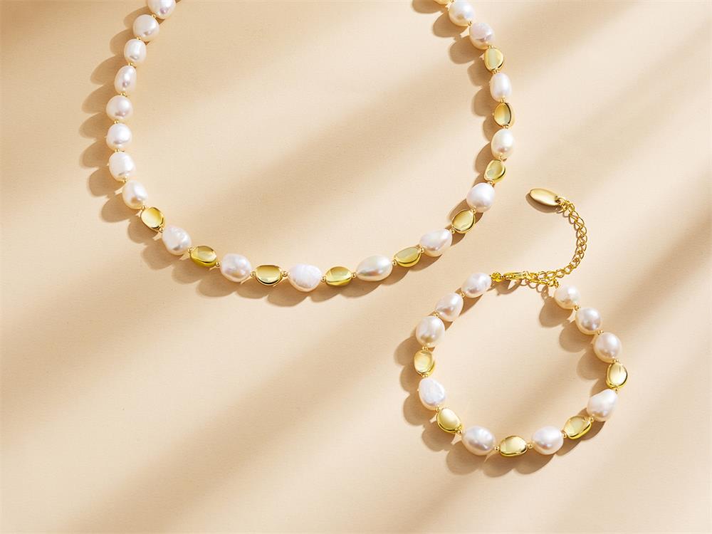Sladkovodní perla pozlacená nerezová ocel náramek pro ženy/dívky