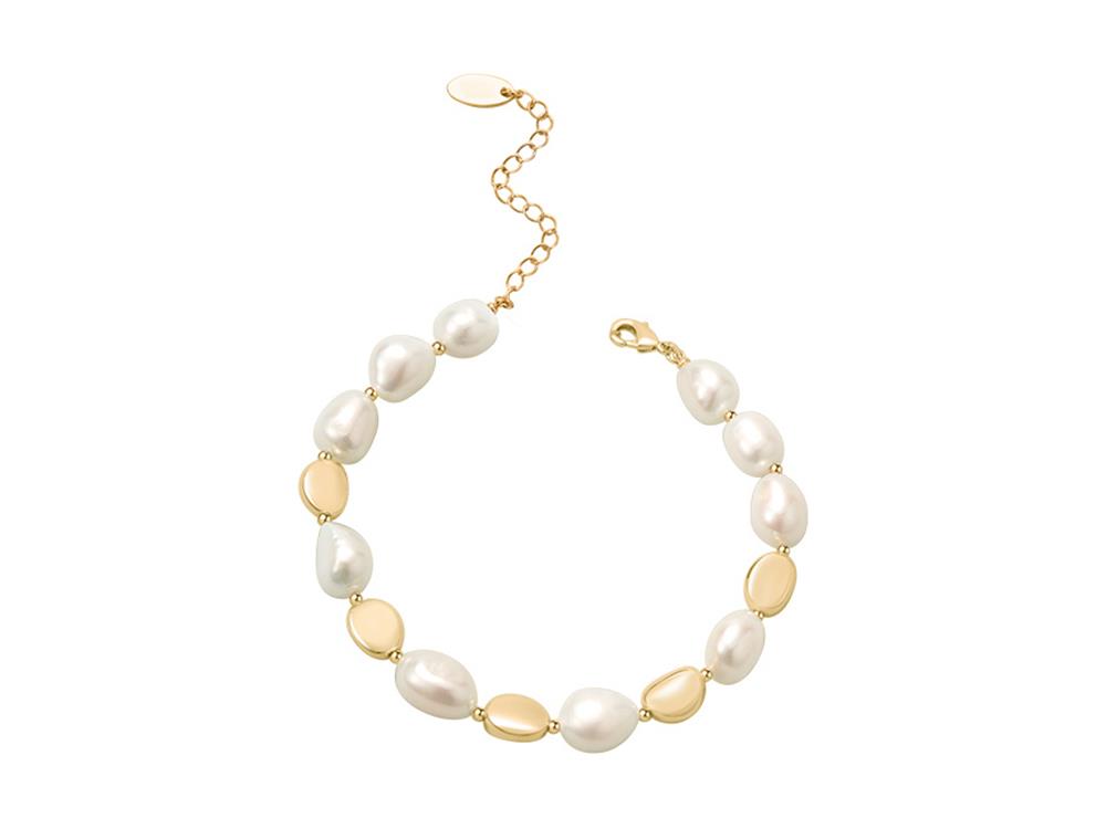 Gėlavandenių perlų auksu dengta nerūdijančio plieno apyrankė moterims/merginoms