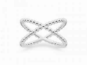 I-Sterling Silver Criss Cross Design Ring